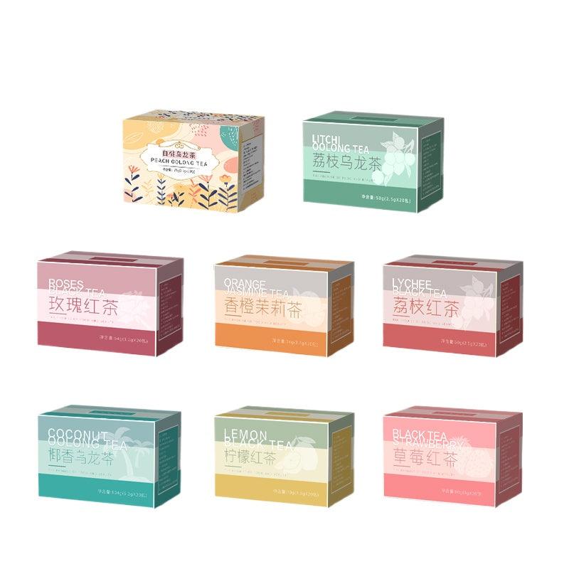 Premium Çay Karışım Paketi - Şeftali Oolong, Gül Aromalı Siyah Çay, Beyaz Şeftali Meyve Çayı, Klasik Oolong ve Soğuk Demleme Hazır Çay Poşetleri