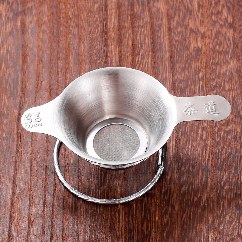 Colador de té de acero inoxidable con doble asa - Malla de filtro de té de pico de pato engrosada para un té perfectamente preparado