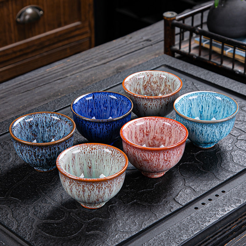 Handcrafted Jian Zhan Ceramic Tea Cup - Traditional Temmoku Glaze Stoneware Mug, Large Conical Tea Cup for Chinese/Japanese Tea Ceremony