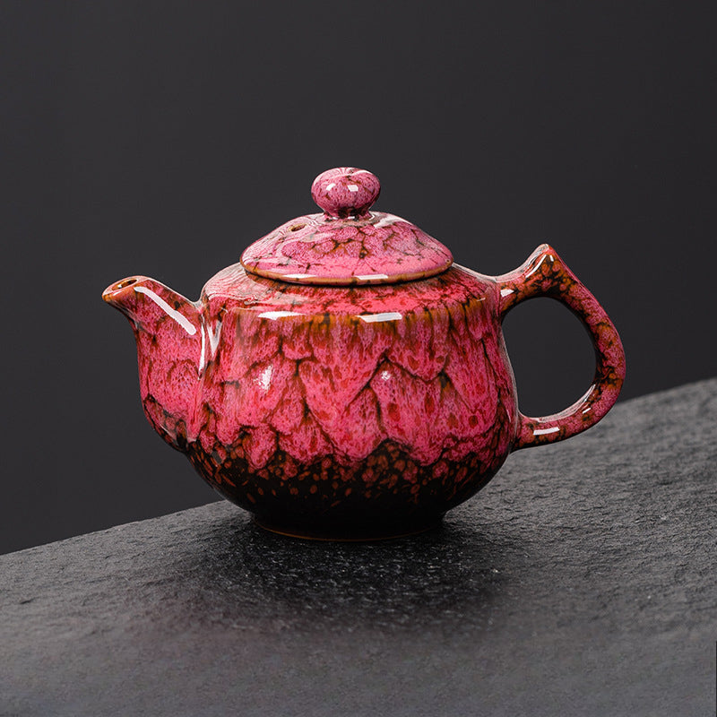 Antique-Style Kiln-Varied Ceramic Teapot – Large Chinese Tea Infuser with Dragon Handle, Luxe Home Brewing Pot for Gongfu Tea, Single Serve Traditional Teaware