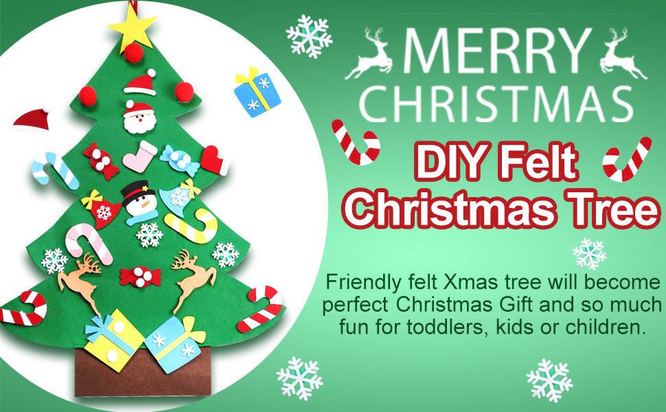 DIY Felt Christmas Tree Set with Ornaments for Kids, Xmas Gifts, New Year Door Wall Hanging Decorations
