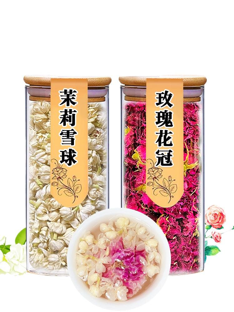 奢华草本茶系列 - 茉莉绿茶、玫瑰花茶、女性健康混合茶及滋养花茶袋