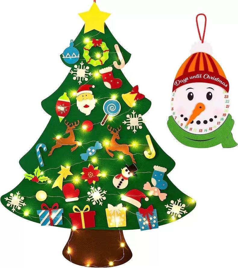 DIY Felt Christmas Tree Set with Ornaments for Kids, Xmas Gifts, New Year Door Wall Hanging Decorations
