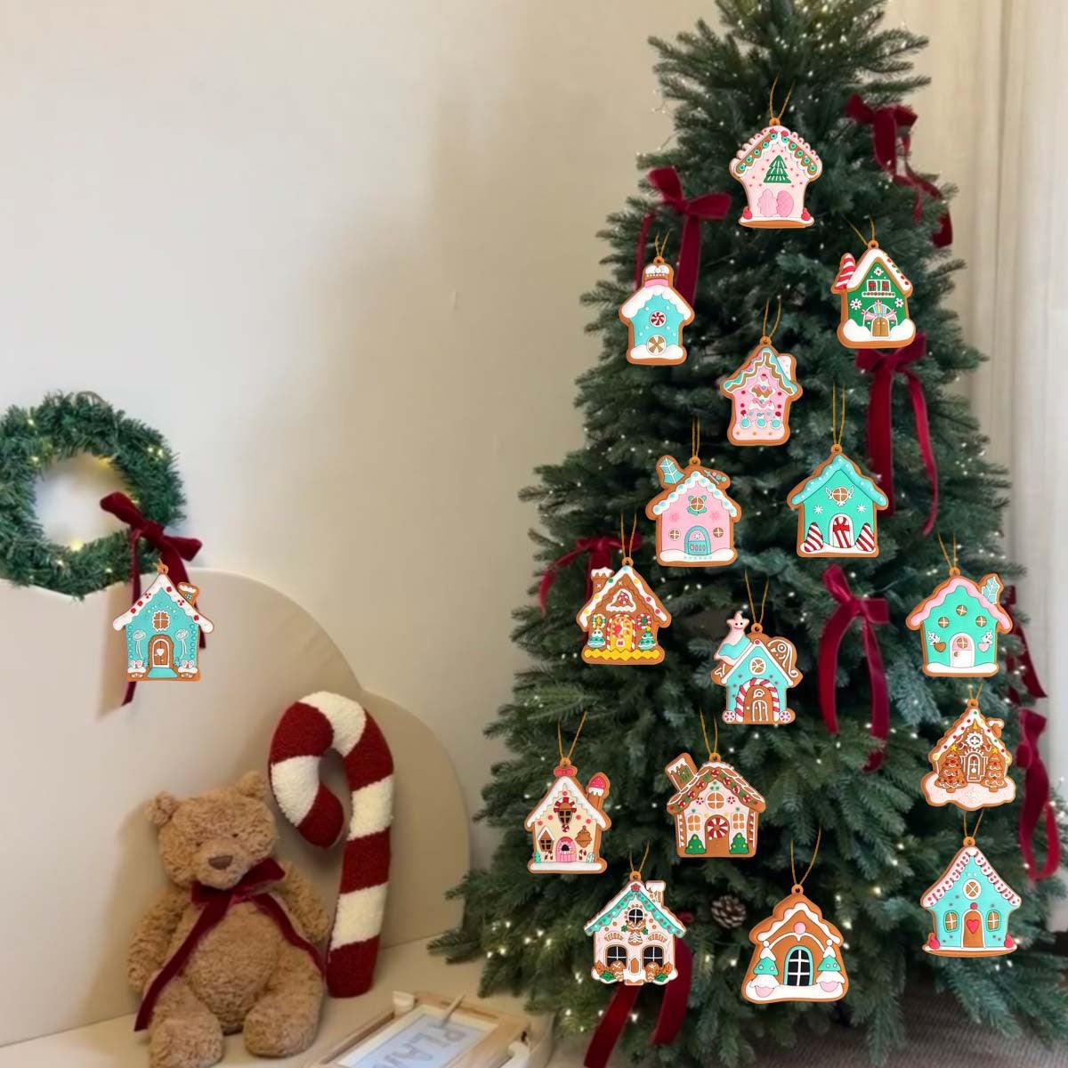 12pcs Gingerbread Man Ornaments for Christmas Tree, Assorted Gingerbread Figurines Ornaments, Christmas Tree Hanging Decorations, 3 Inch Tall