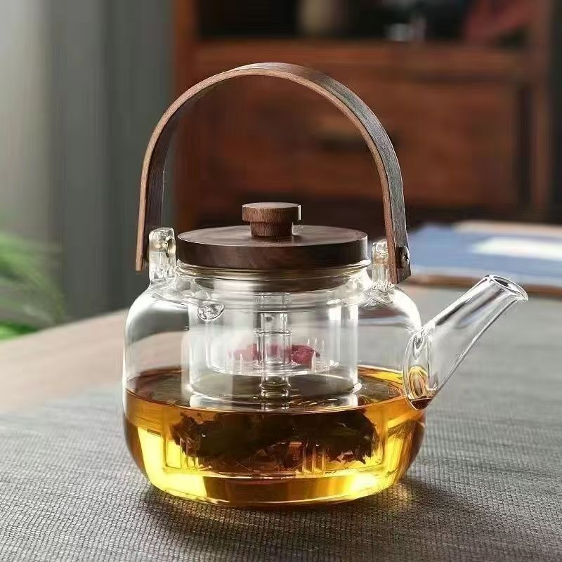 耐高温玻璃茶壶,带挂柄——大容量炉灶安全冲泡壶,适用于电陶炉,现代家用茶具