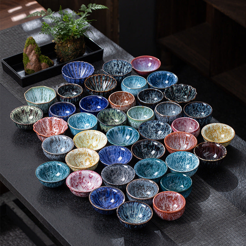 Handcrafted Jian Zhan Ceramic Tea Cup - Traditional Temmoku Glaze Stoneware Mug, Large Conical Tea Cup for Chinese/Japanese Tea Ceremony