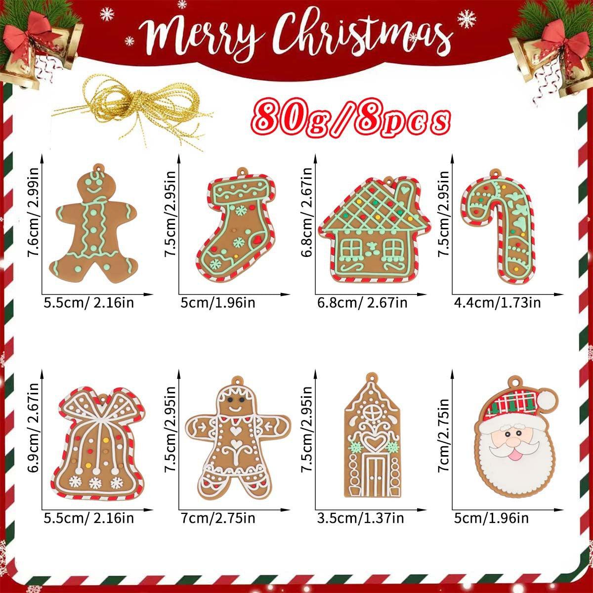 12pcs Gingerbread Man Ornaments for Christmas Tree, Assorted Gingerbread Figurines Ornaments, Christmas Tree Hanging Decorations, 3 Inch Tall
