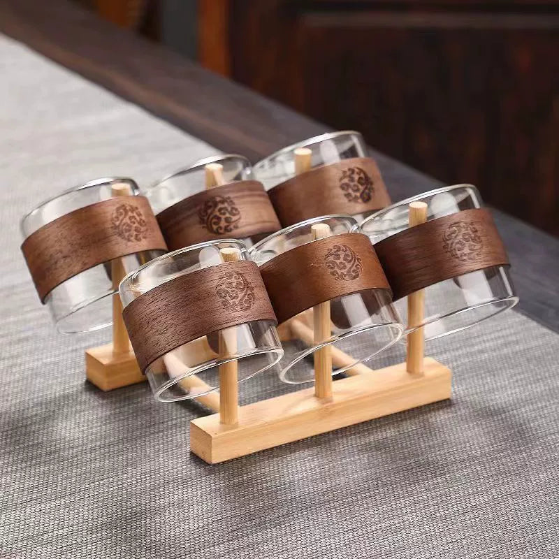 耐热玻璃茶杯 - 6种颜色小茶杯,耐用多彩茶具,适用于家庭和办公室