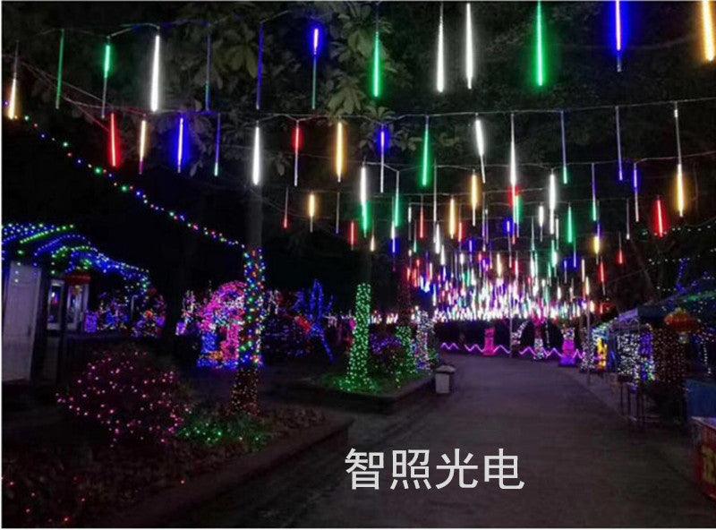 Christmas Lights Outdoor, 8 Tubes Meteor Shower Lights LED Snow Falling Icicle Cascading Lights for Xmas Tree Wedding Decoration Party