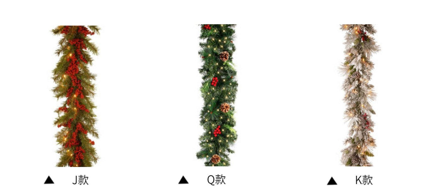 Rocinha 9 Foot Lighted Christmas Garland, Outdoor Christmas Garland with Pine Cones, Red Berries and LED Light for Fireplace, Mantle and Stair Railing