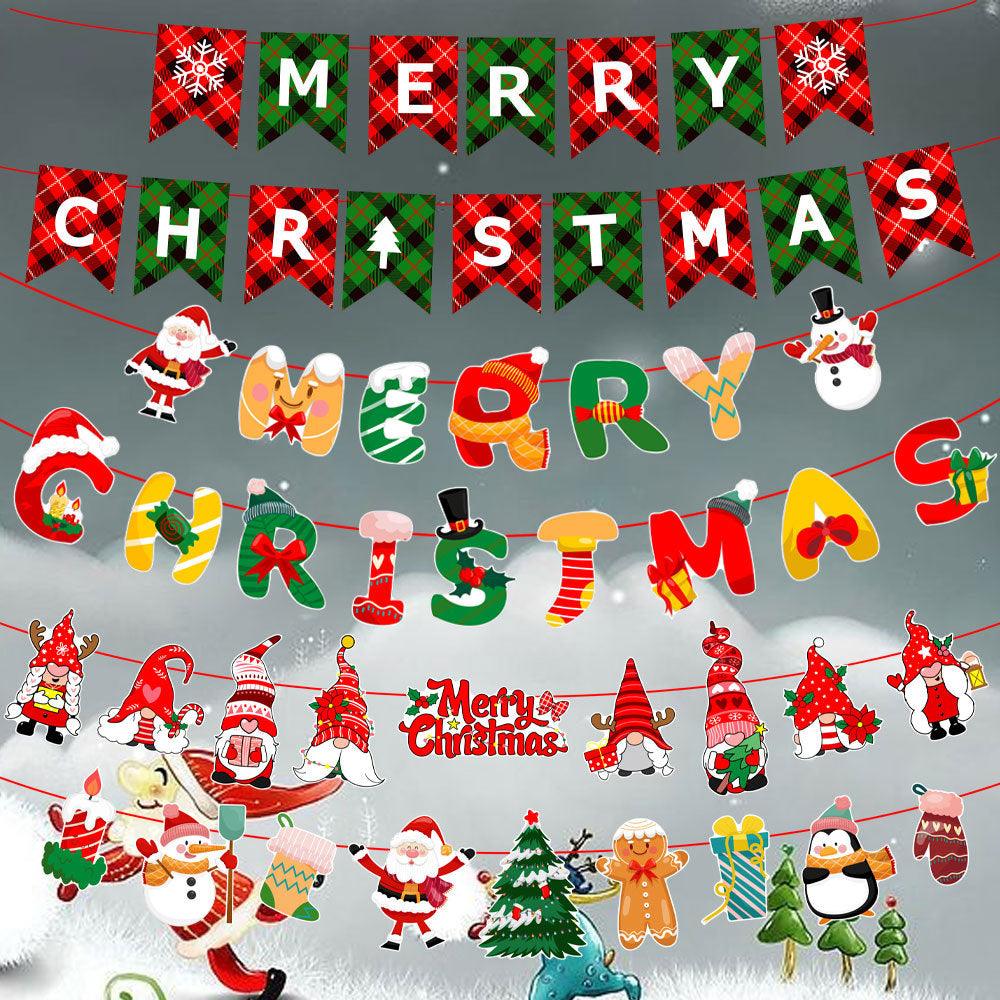 Merry Christmas Banner, Paper Christmas Hanging Decorations - Christmas Party Decorations - Christmas Decorations Indoor Home Decor