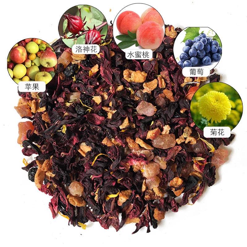 奢华袋装朗姆酒浸泡水果与花茶混合 - 樱桃玫瑰喜悦配草莓香气