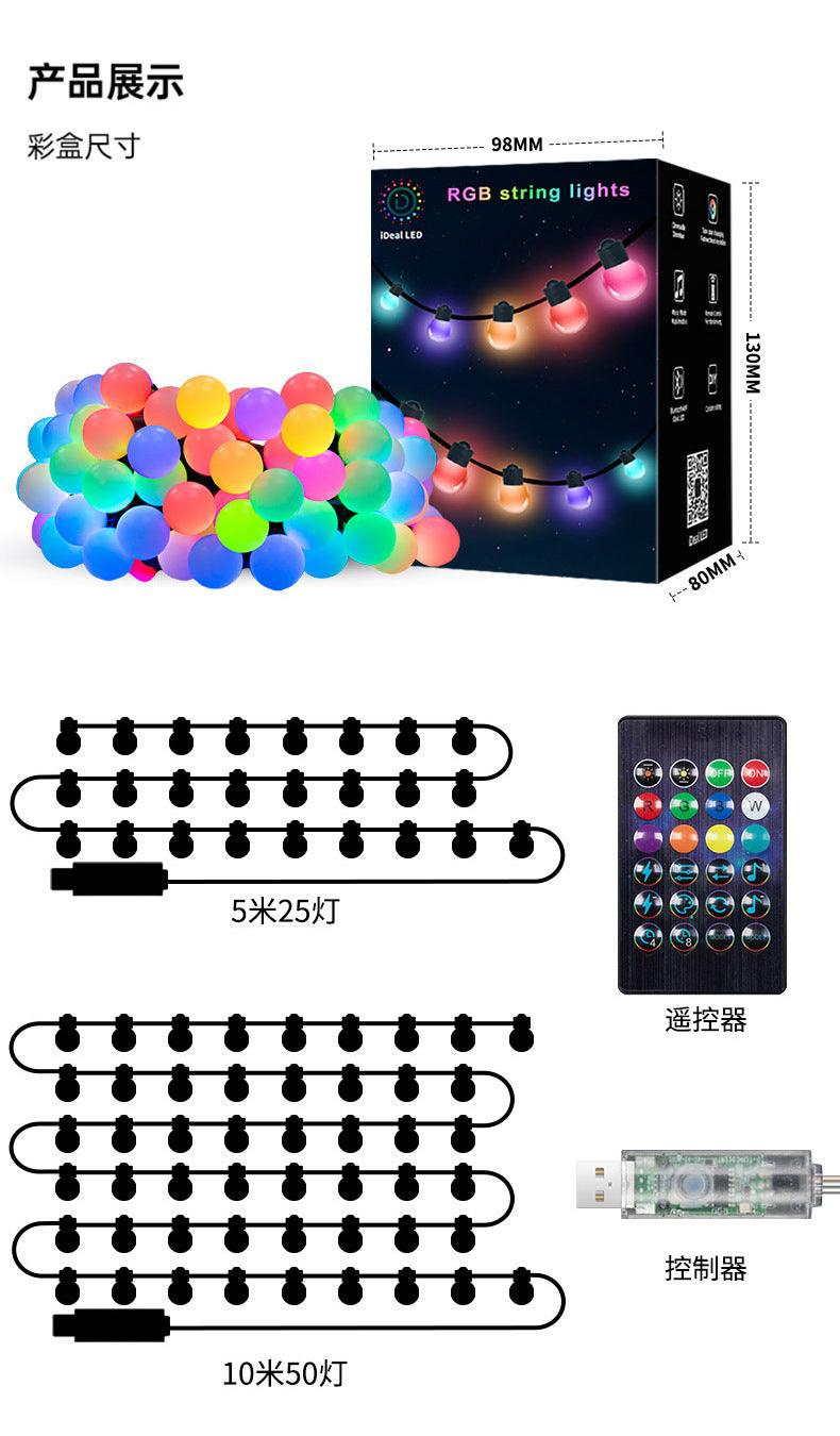 智能户外串灯,RGBIC暖白色48英尺LED灯泡,适用于圣诞装饰户外,WiFi庭院灯,兼容Alexa、Google Assistant,APP控制,33英尺