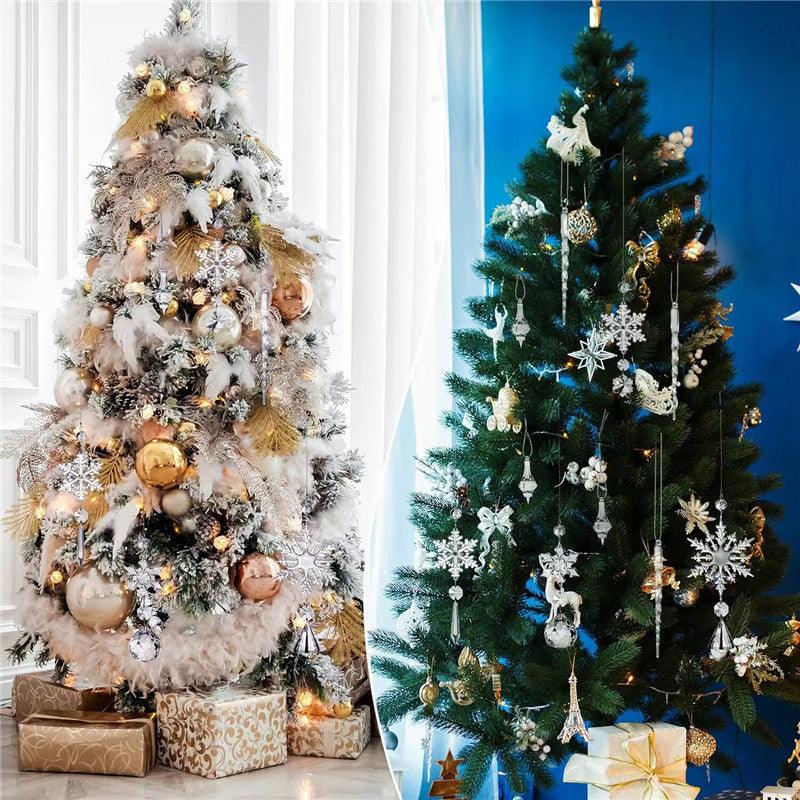 10pcs Christmas Tree Decoration Crystal Ornaments - Hanging Acrylic Christmas Snowflake Icicle Drop Crystal Ornaments for Christmas Tree