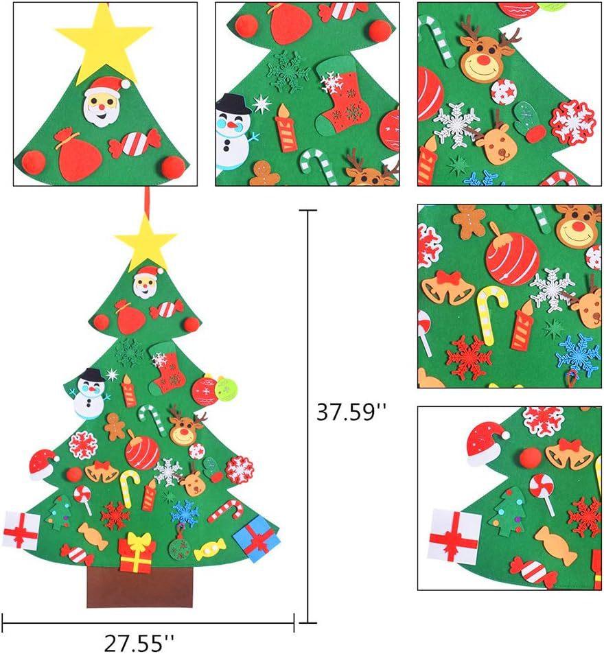DIY Felt Christmas Tree Set with Ornaments for Kids, Xmas Gifts, New Year Door Wall Hanging Decorations