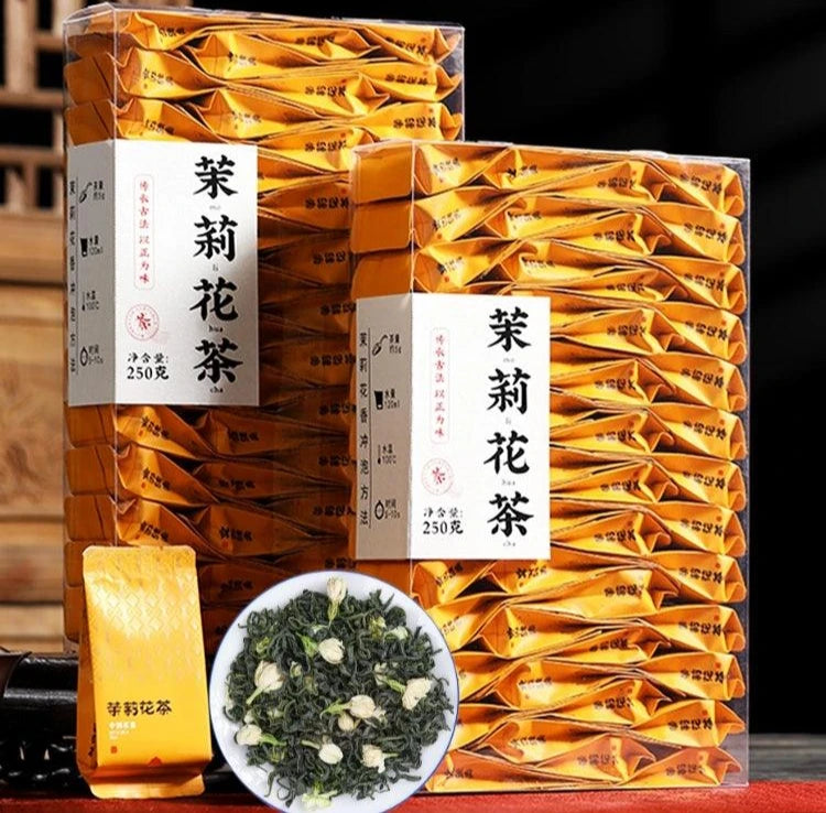Premium Yasemin Yeşil Çayı - Yoğun Aroma, Kar Tanesi Kalitesi, Orijinal Guangxi Hengxian Bitkisel Demleme, Bireysel Çay Poşetleri