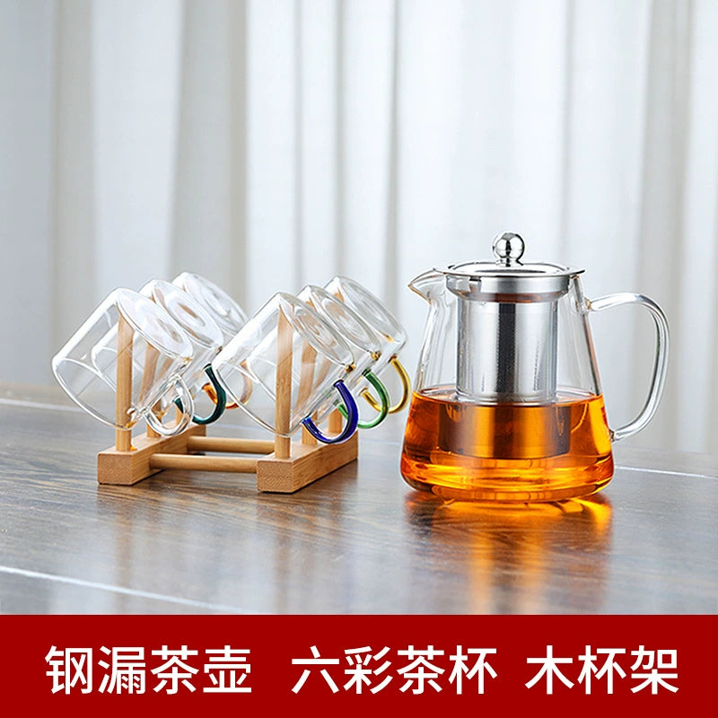 耐热玻璃茶杯 - 6种颜色小茶杯,耐用多彩茶具,适用于家庭和办公室