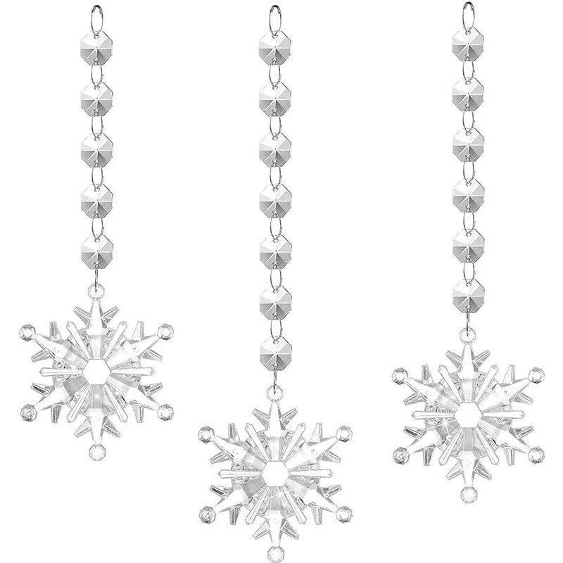 10pcs Christmas Tree Decoration Crystal Ornaments - Hanging Acrylic Christmas Snowflake Icicle Drop Crystal Ornaments for Christmas Tree