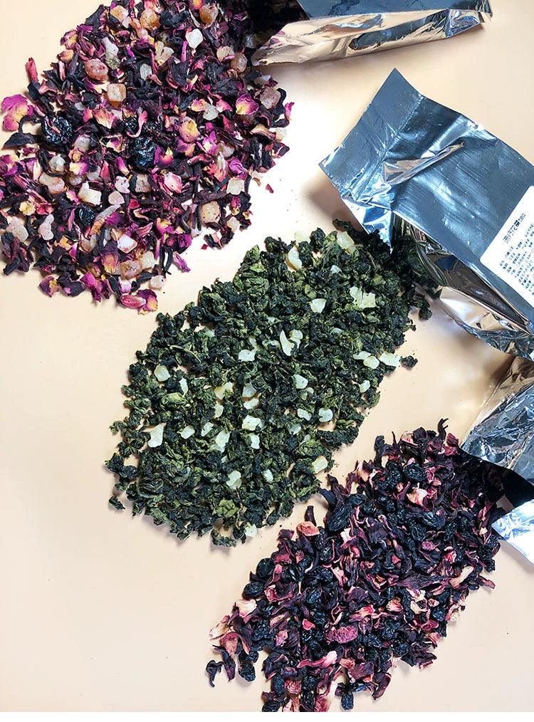 奢华袋装朗姆酒浸泡水果与花茶混合 - 樱桃玫瑰喜悦配草莓香气