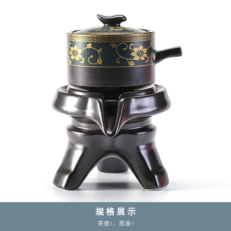 Effortless Tea Set with Heat-Resistant Teapot - Semi-Automatic Ceramic Gongfu Teacups & Stone-Mill Design for Home Brewing, Anti-Scald Tea Maker Kit