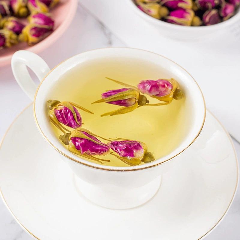 奢华干玫瑰花瓣茶包 - 优质玫瑰花蕾用于泡茶 - 自然风味与香气