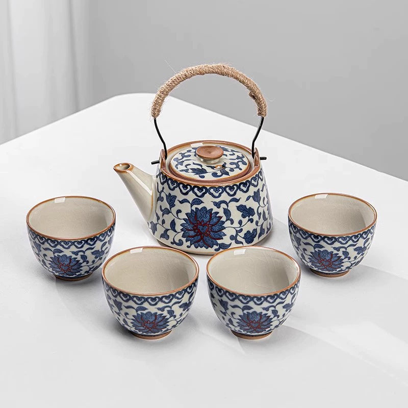 Ru Kiln Ceramic Kung Fu Tea Set - Luxury Teapot, Gaiwan, Cups & Tray for Home Tea Ceremony, Premium Chinese Porcelain Brewing Kit
