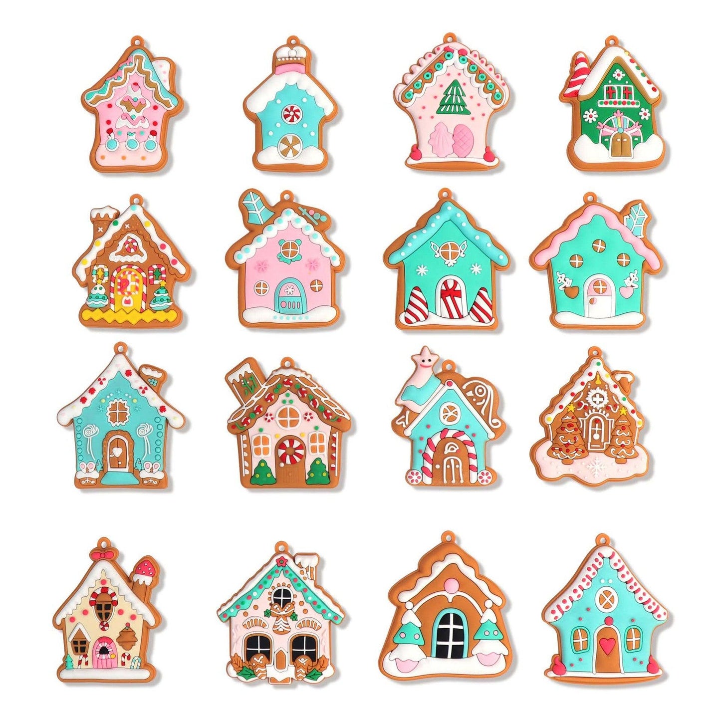 12pcs Gingerbread Man Ornaments for Christmas Tree, Assorted Gingerbread Figurines Ornaments, Christmas Tree Hanging Decorations, 3 Inch Tall