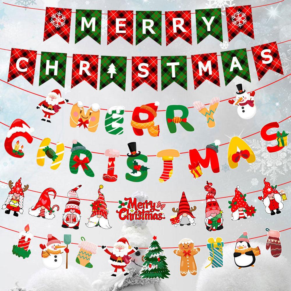 Merry Christmas Banner, Paper Christmas Hanging Decorations - Christmas Party Decorations - Christmas Decorations Indoor Home Decor