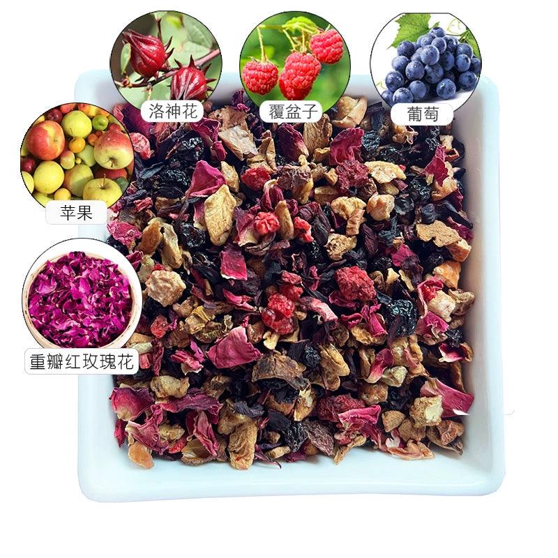 奢华袋装朗姆酒浸泡水果与花茶混合 - 樱桃玫瑰喜悦配草莓香气