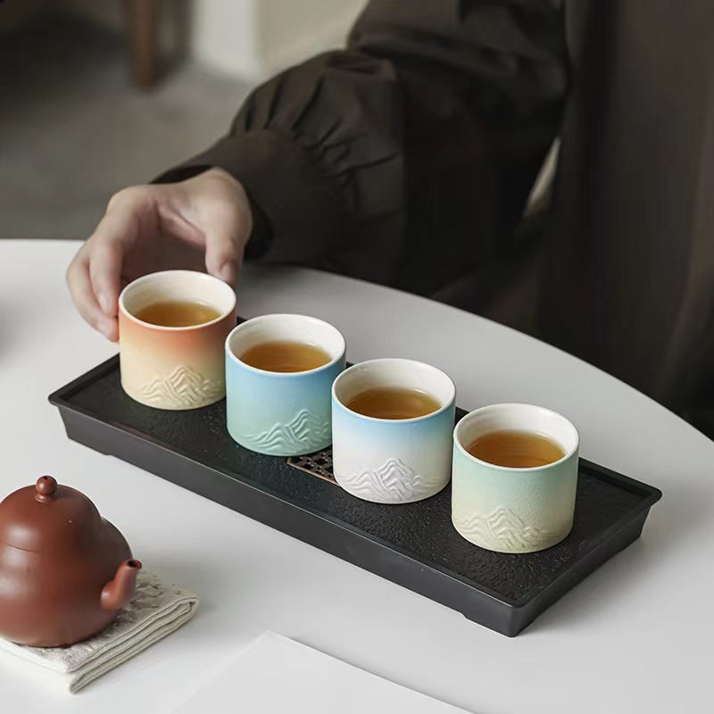 四季风景陶瓷茶具礼盒 - 传统中国手绘茶杯,适合家庭、办公室或节日文化礼品