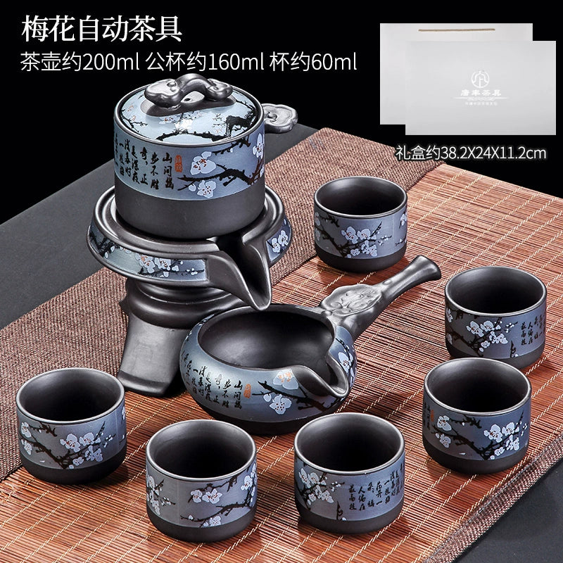 宜兴紫砂茶具 - 豪华自动茶壶配功夫茶杯,轻松冲泡家庭仪式,优质紫砂陶瓷配件