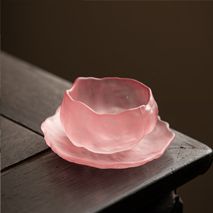 Japanese-style Handcrafted Glass Teacup Set - Zen-inspired First Snow Collection, Aesthetic Master's Cup & Personal Tea Ware for Home Ceremony