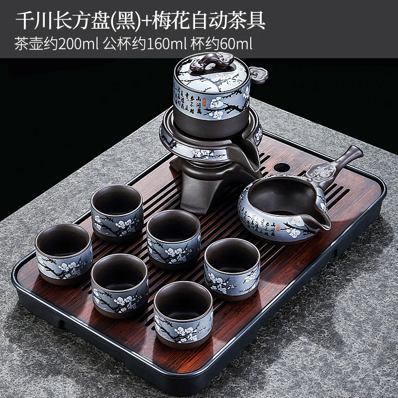 宜兴紫砂茶具 - 豪华自动茶壶配功夫茶杯,轻松冲泡家庭仪式,优质紫砂陶瓷配件