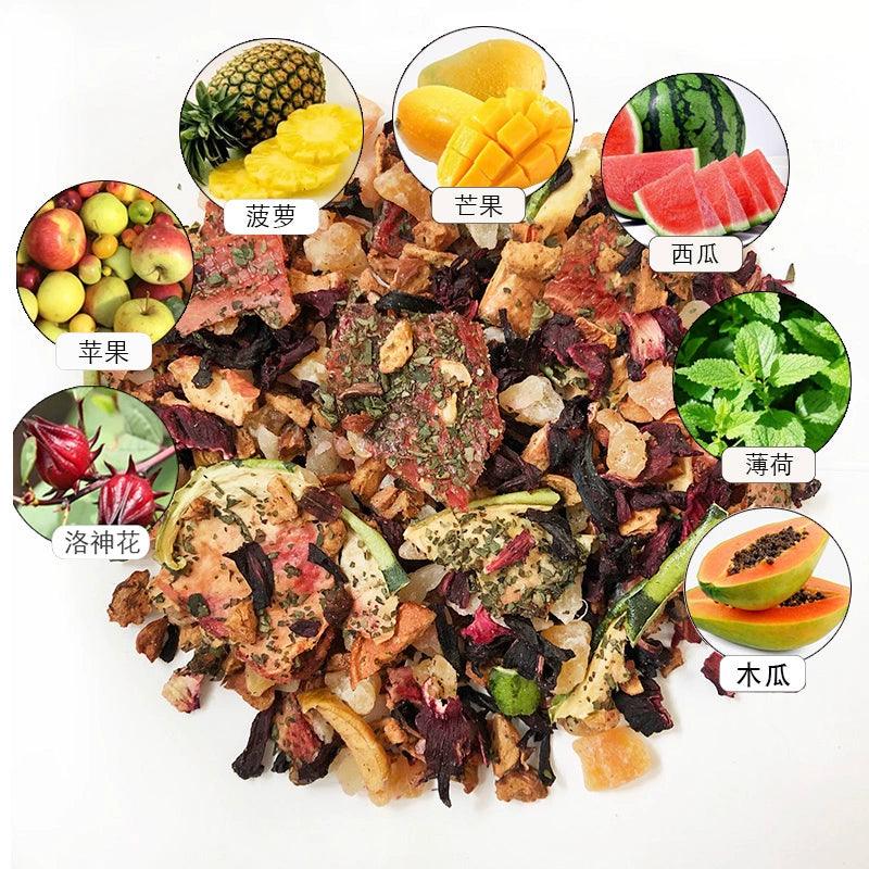 奢华袋装朗姆酒浸泡水果与花茶混合 - 樱桃玫瑰喜悦配草莓香气