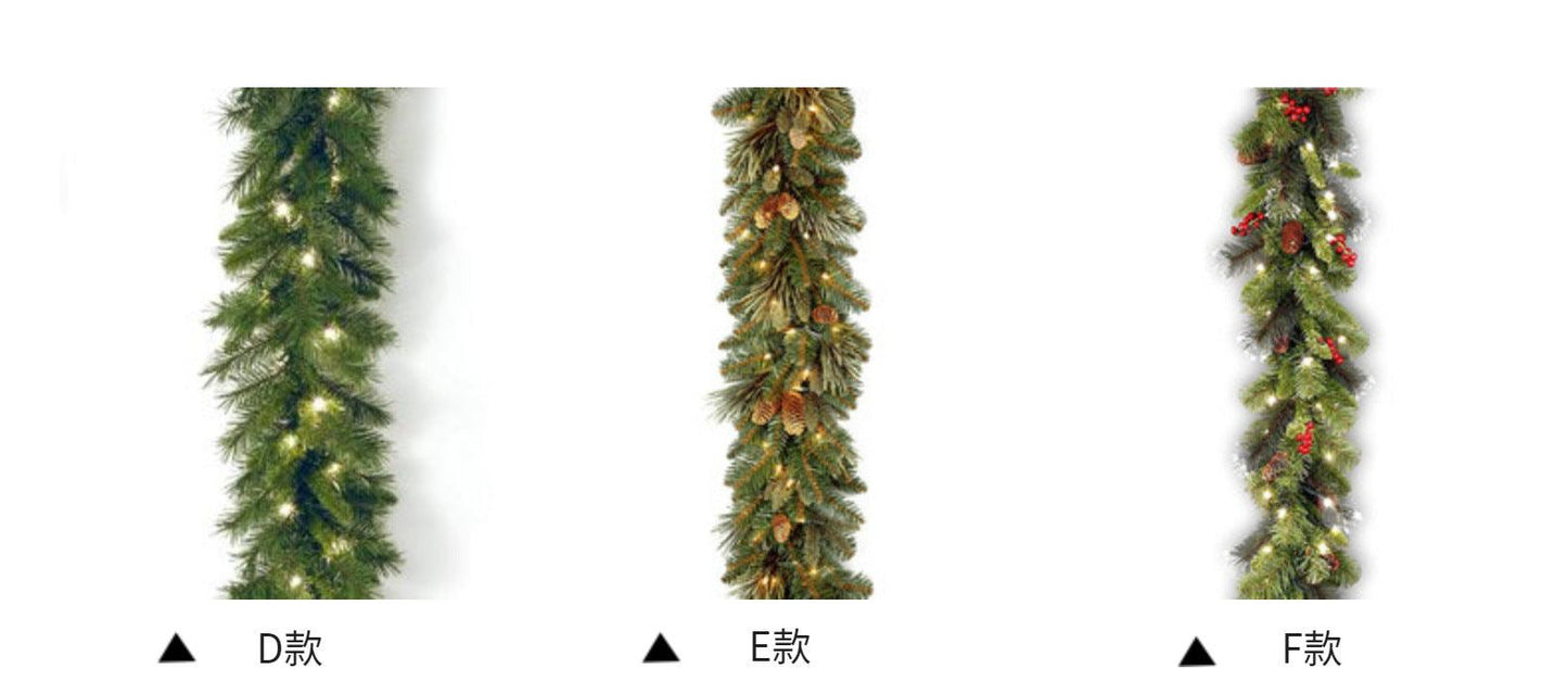 Rocinha 9 Foot Lighted Christmas Garland, Outdoor Christmas Garland with Pine Cones, Red Berries and LED Light for Fireplace, Mantle and Stair Railing
