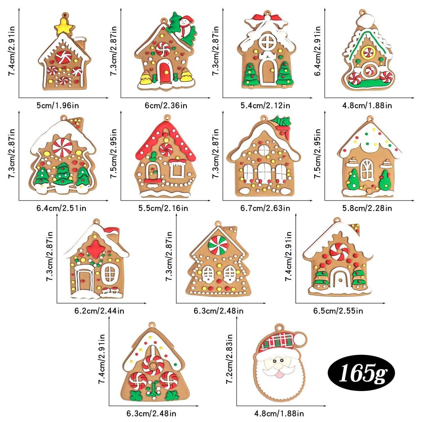 12pcs Gingerbread Man Ornaments for Christmas Tree, Assorted Gingerbread Figurines Ornaments, Christmas Tree Hanging Decorations, 3 Inch Tall