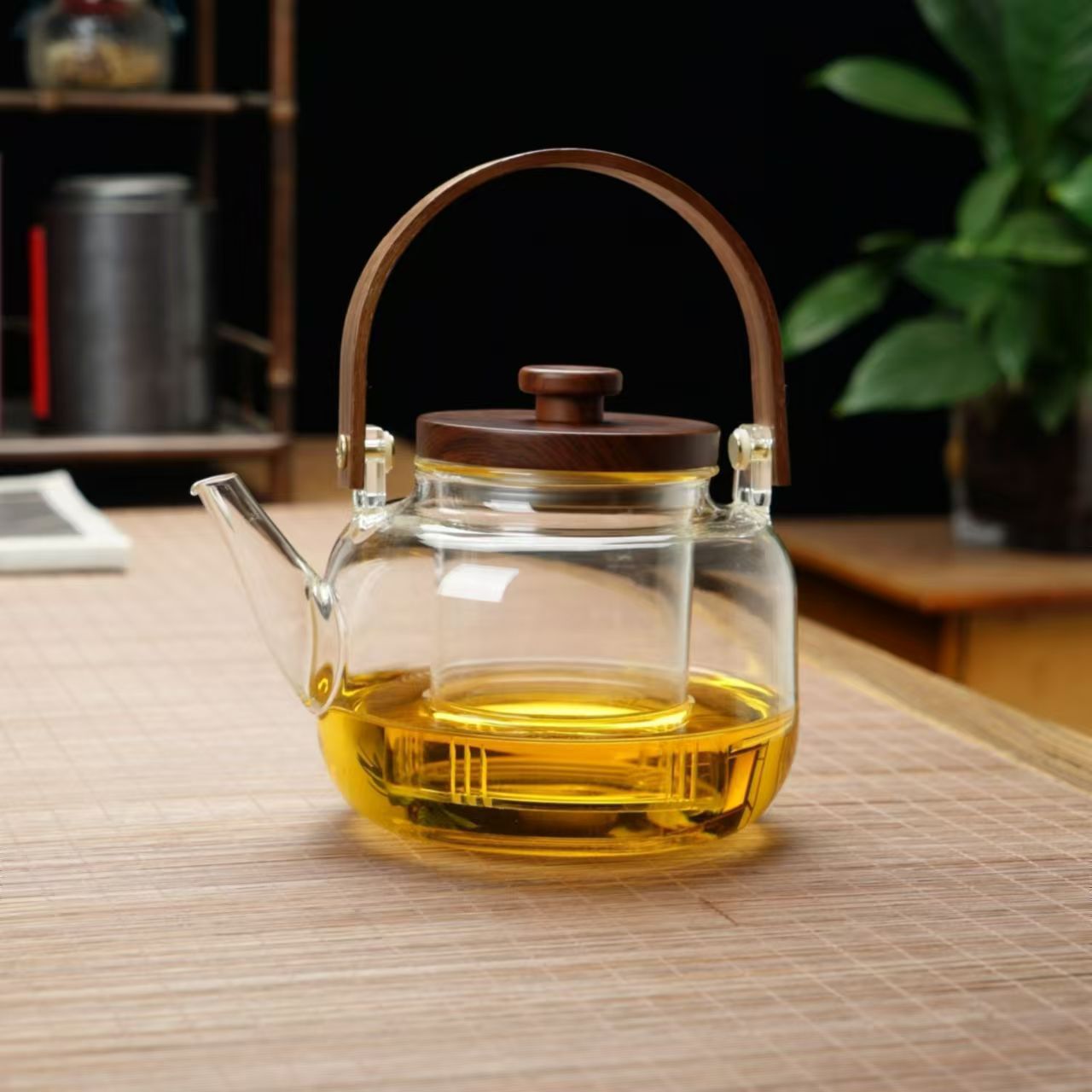 耐高温玻璃茶壶,带挂柄——大容量炉灶安全冲泡壶,适用于电陶炉,现代家用茶具