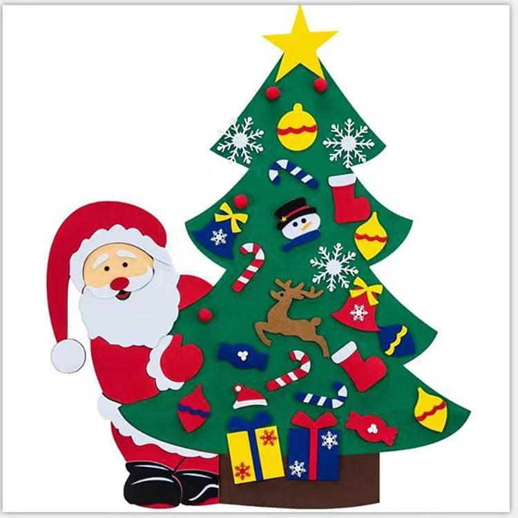DIY Felt Christmas Tree Set with Ornaments for Kids, Xmas Gifts, New Year Door Wall Hanging Decorations