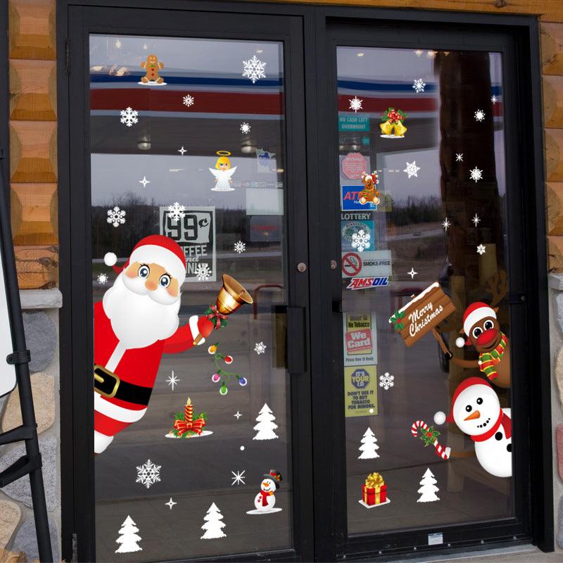 Christmas Snowflake Window Clings Stickers for Glass, Xmas Decals Decorations Holiday Snowflake Santa Claus Reindeer Decals for Party