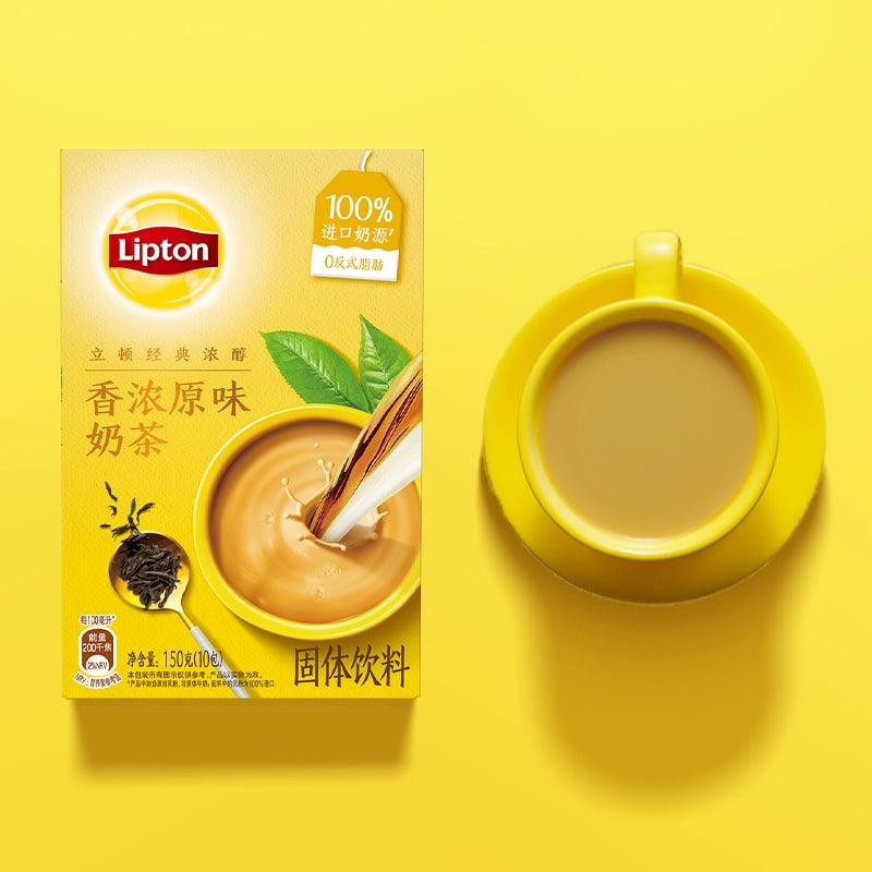 Lipton's Rich Original Hong Kong-Style Cafe Blend Milk Tea with Lemon Slices - Instant Hot Beverage, 150g