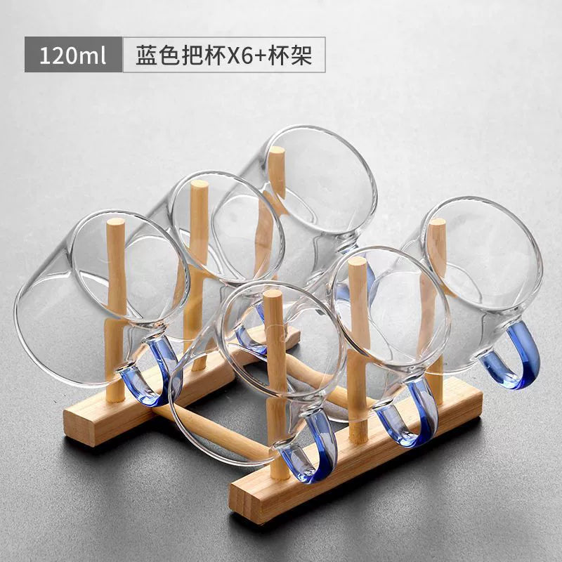 耐热玻璃茶杯 - 6种颜色小茶杯,耐用多彩茶具,适用于家庭和办公室
