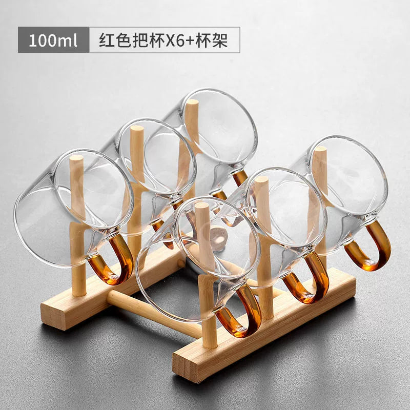 耐热玻璃茶杯 - 6种颜色小茶杯,耐用多彩茶具,适用于家庭和办公室