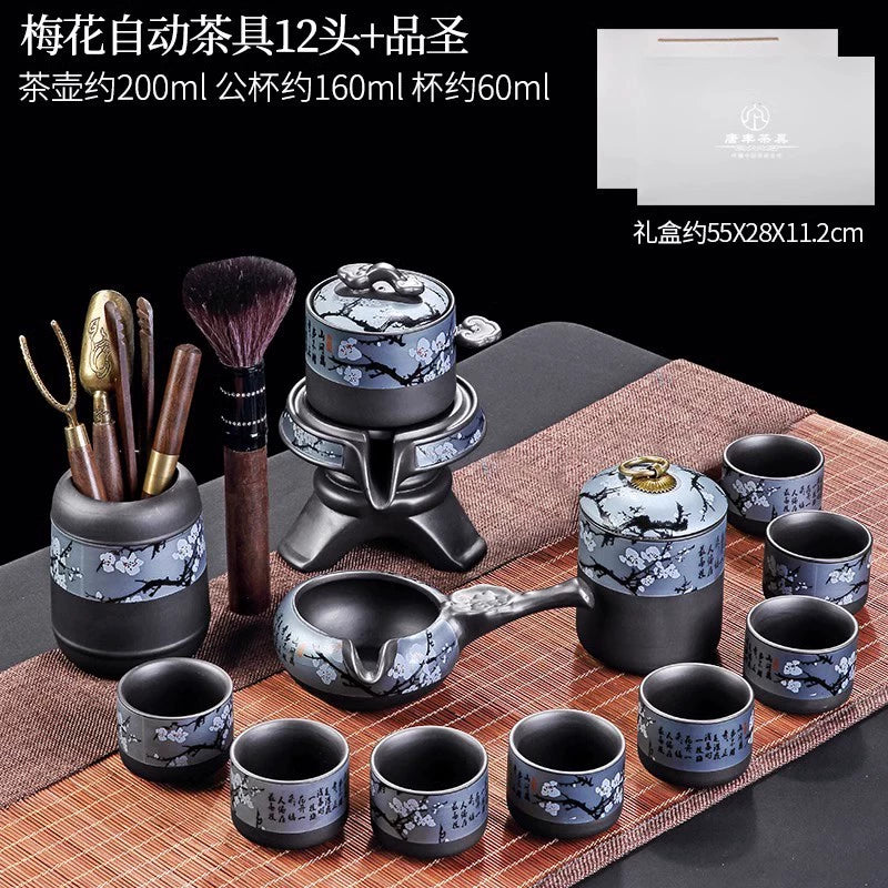 宜兴紫砂茶具 - 豪华自动茶壶配功夫茶杯,轻松冲泡家庭仪式,优质紫砂陶瓷配件