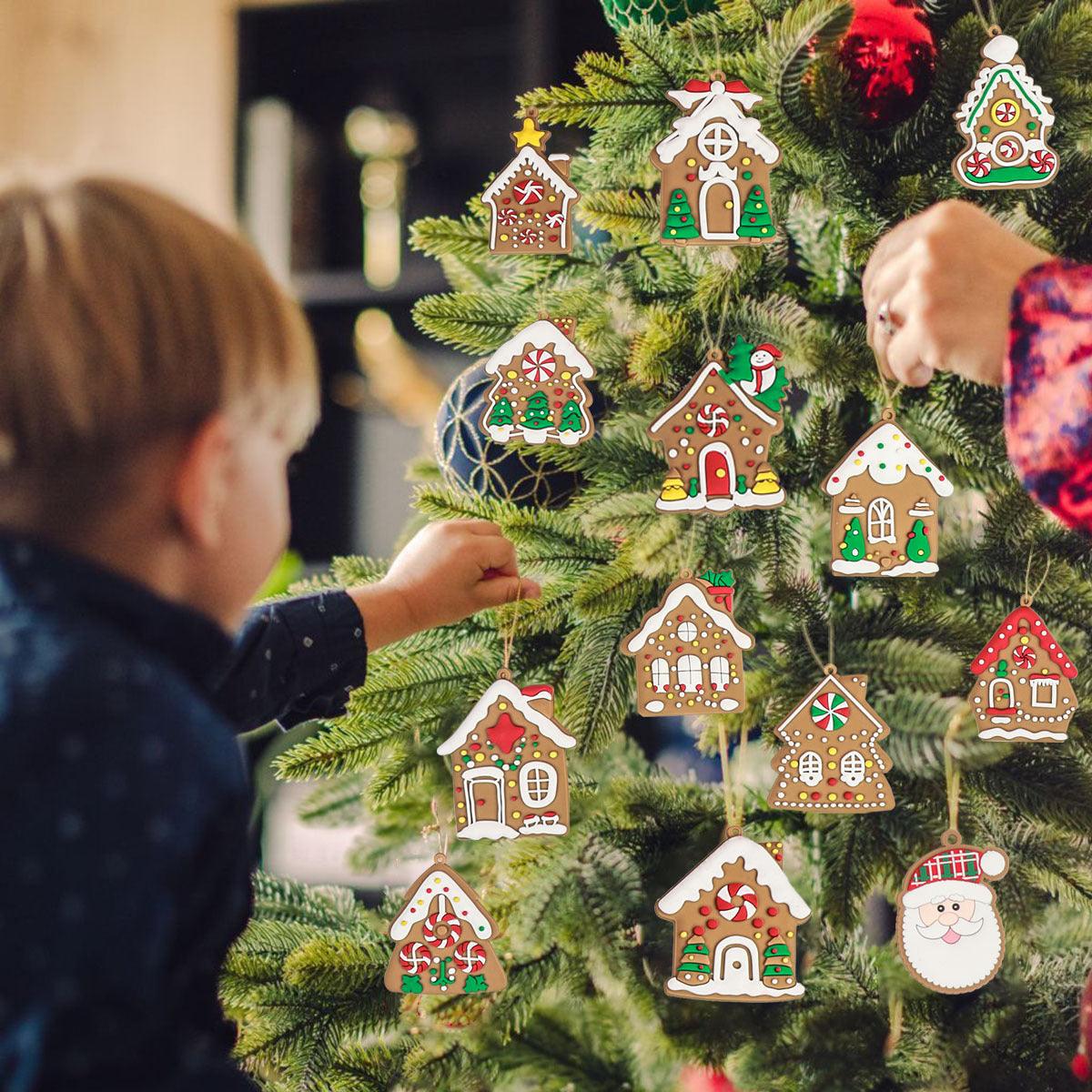 12pcs Gingerbread Man Ornaments for Christmas Tree, Assorted Gingerbread Figurines Ornaments, Christmas Tree Hanging Decorations, 3 Inch Tall