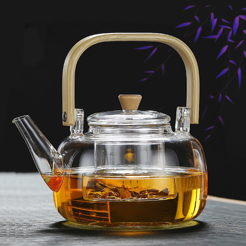 耐高温玻璃茶壶,带挂柄——大容量炉灶安全冲泡壶,适用于电陶炉,现代家用茶具
