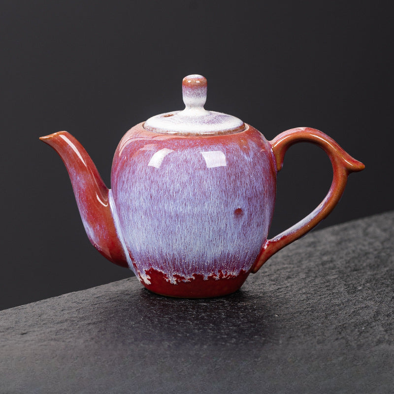 Antique-Style Kiln-Varied Ceramic Teapot – Large Chinese Tea Infuser with Dragon Handle, Luxe Home Brewing Pot for Gongfu Tea, Single Serve Traditional Teaware