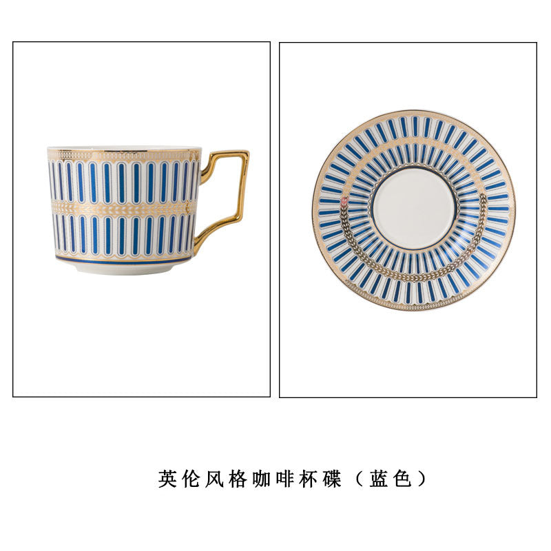 欧洲优雅骨瓷咖啡杯和碟子套装 - 金边英式下午茶茶具