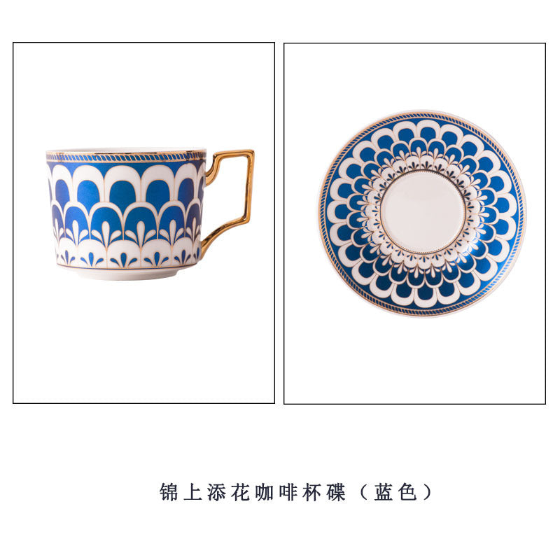 欧洲优雅骨瓷咖啡杯和碟子套装 - 金边英式下午茶茶具