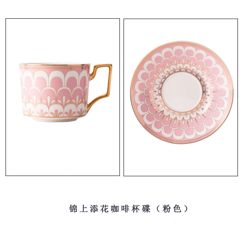 欧洲优雅骨瓷咖啡杯和碟子套装 - 金边英式下午茶茶具