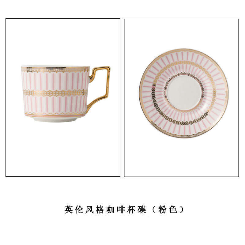 欧洲优雅骨瓷咖啡杯和碟子套装 - 金边英式下午茶茶具
